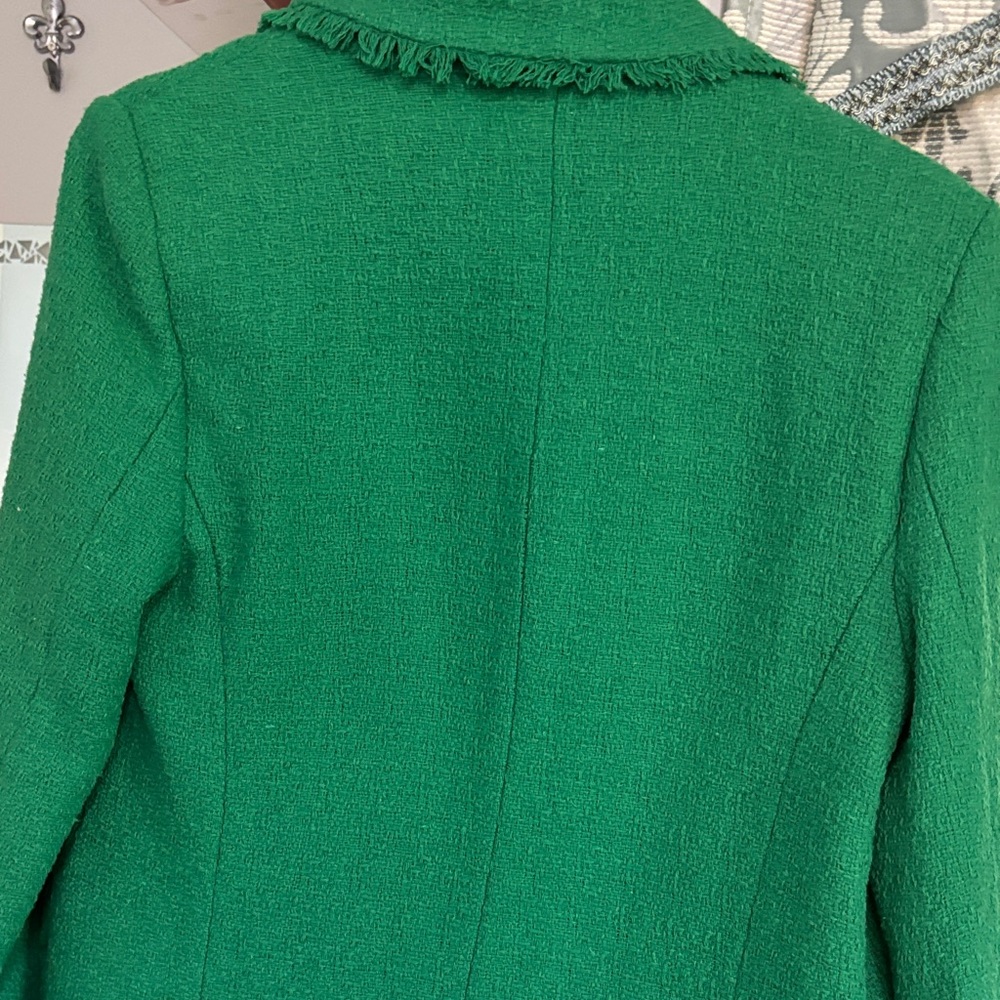 Saks Fifth Green Tweed Double-Breasted Women's Jacket - Picture 10 of 11